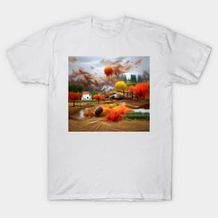 Autumn Village Landscape T-Shirt